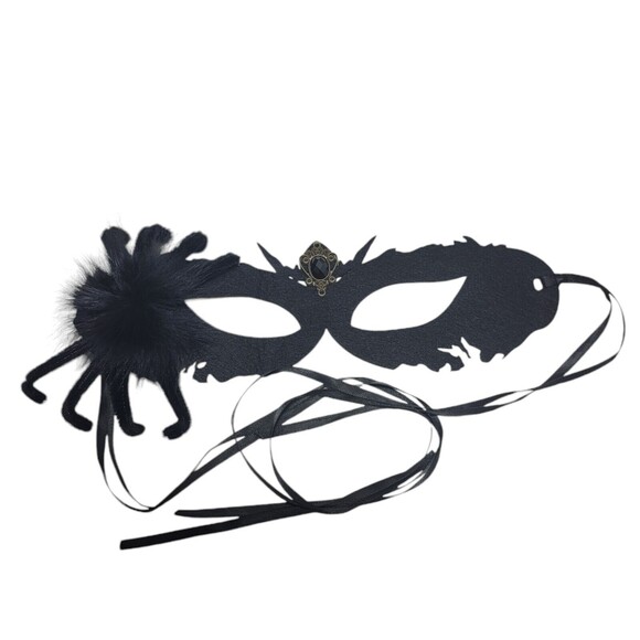 Masquerade 4 piece Set Black Eyemask,Barettes,Choker Women Halloween Mask Party - Picture 7 of 8